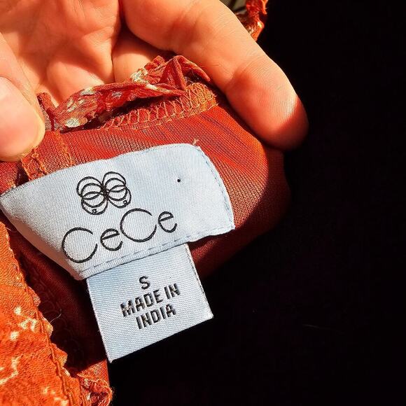 CeCe S Off Shoulder Floral Blouse Ruffle Sleeve Boho Cottagecore Garden Romantic - Picture 5 of 10